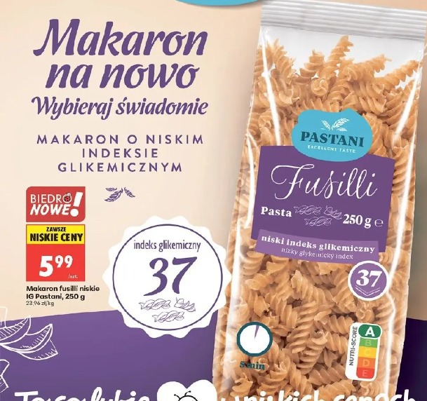Makaron fusilli niskie IG Pastani