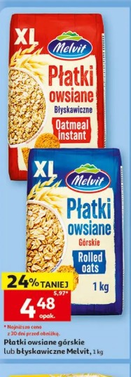 Płatki owsiane górskie lub błyskawiczne Melvit