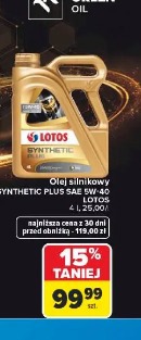 Olej silnikowy SYNTHETIC PLUS SAE 5W-40 LOTOS