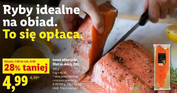 Łosoś stlantycki, filet ze skórą, XXL