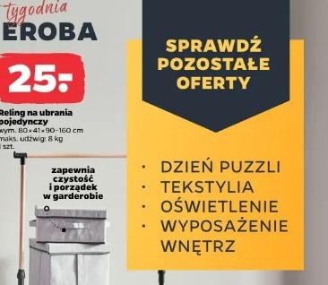 Reling na ubrania pojedynczy