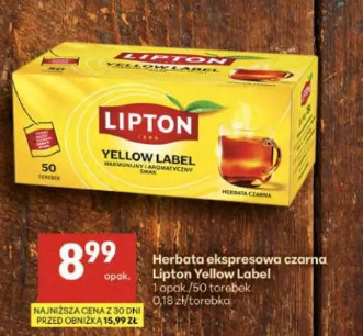 Herbata ekspresowa czarna Lipton Yellow Label