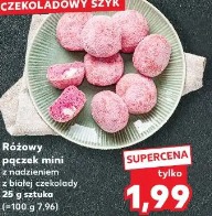 Różowy pączek mini z nadzieniem z białej czekolady