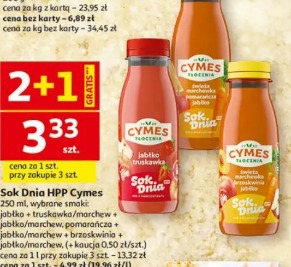 Sok Dnia HPP Cymes jabłko truskawka/marchew jabłko/marchew pomarańcza jabłko/marchew brzoskwinia