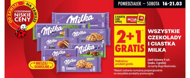 Wszystkie czekolady i ciastka Milka