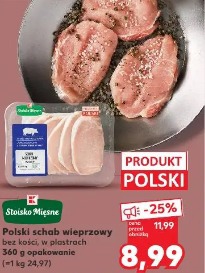 Polski schab wieprzowy bez kości, w plastrach