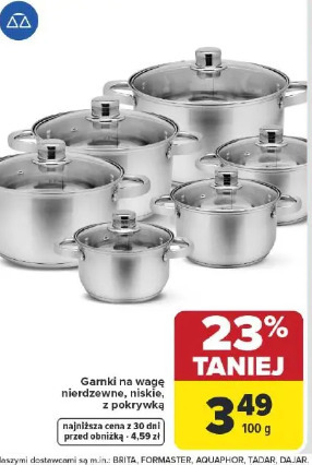 Garnki na wagę nierdzewne, niskie, z pokrywką