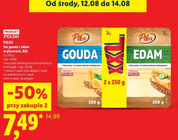 Pilos Ser gouda i edam w plastrach XXL