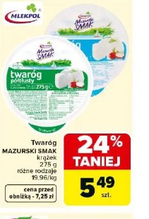 Twaróg Mazurski Smak krążek różne rodzaje