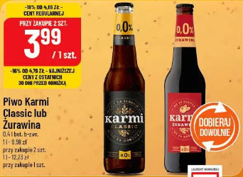 Piwo Karmi Classic lub Żurawina