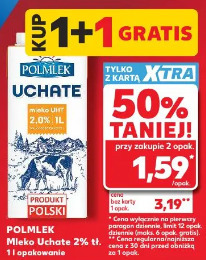 Polmlek Mleko UHT Uchatę 2% 1 l opakowanie