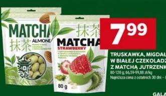 Truskawka, migdały w białej czekoladzie z matchą Jutrzenka