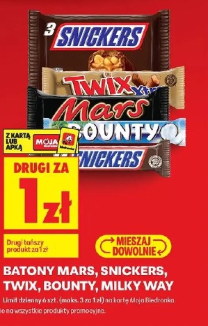 Batony Mars, Snickers, Twix, Bounty, Milky Way