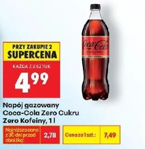 Napój gazowany Coca-Cola Zero Cukru Zero Kofeiny, 1 l