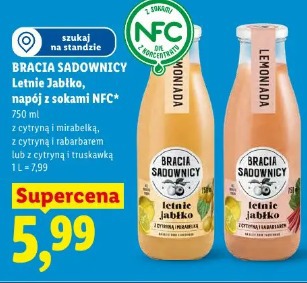 Bracia Sadownicy Letnie Jabłko, napój z sokami NFC cytryna i mirabelka, cytryna i rabarbar lub cytryna i truskawka