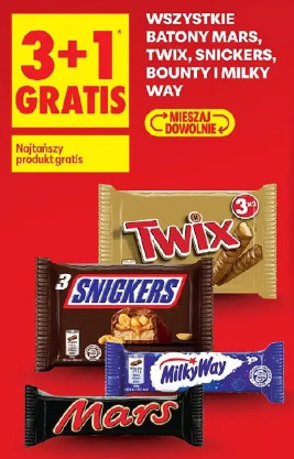 Wszystkie batony Mars, Twix, Snickers, Bounty i Milky Way