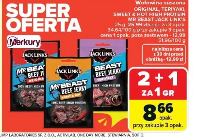 Wołowina suszona ORIGINAL, TERIYAKI, SWEET & HOT HIGH PROTEIN MR BEAST JACK LINK'S