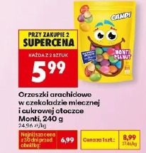 Orzeszki arachidowe w czekoladzie mlecznej i cukrowej otoczce Monti