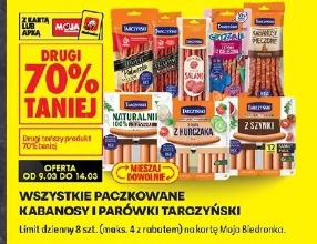 Wszystkie paczkowane kabanosy i parówki Tarczyński