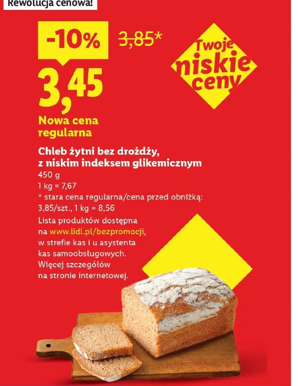 Chleb żytni bez drożdży, z niskim indeksem glikemicznym