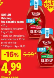 Kotlin Ketchup bez dodatku cukru łagodny lub pikantny