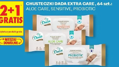 Chusteczki Dada Extra Care, 64 szt.: Aloe Care, Sensitive, Probiotic