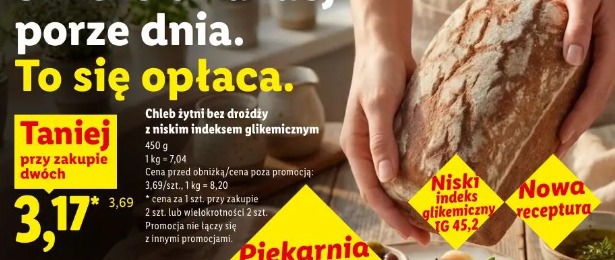 Chleb żytni bez drożdży z niskim indeksem glikemicznym