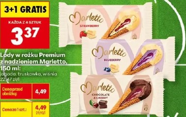 Lody w rożku Premium z nadzieniem Marletto