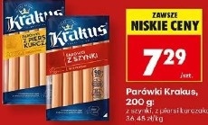 Parówki Krakus z szynki, z piersi kurczaka