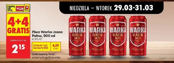 Piwo Warka Jasne Pełne