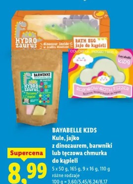 Bayabelle Kids Kule, jajko z dinozaurem, barwniki lub tęczowa chmurka do kąpieli