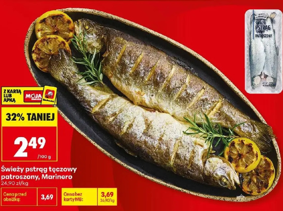 Świeży pstrąg tęczowy patroszony, Marinero