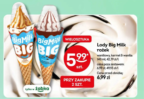 Lody Big Milk rożek
