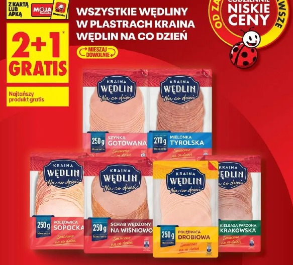 Wszystkie wędliny w plastrach Kraina Wędlin na co dzień 2+1 gratis