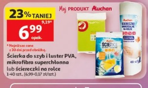 Ścierka do szyb i luster PVA, mikrofibra superchłonna lub ściereczki na rolce Auchan