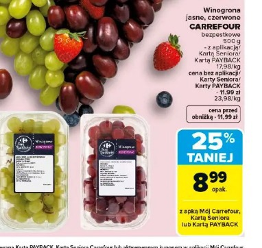 Winogrona jasne, czerwone CARREFOUR bezpestkowe