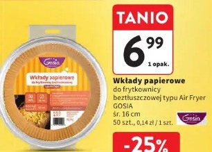 Wkłady papierowe do frytkownicy beztłuszczowej typu Air Fryer Gosia śr. 16 cm