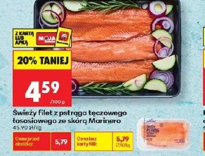 Świeży filet z pstrąga tęczowego łososiowego ze skórą Marinero