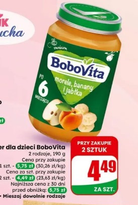 Deser dla dzieci Bobovita morele, banany i jabłka