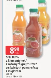 Jafaden Sok 100% z klementynek/z różowych grejpfrutów/ze świeżych pomarańczy z miąższem