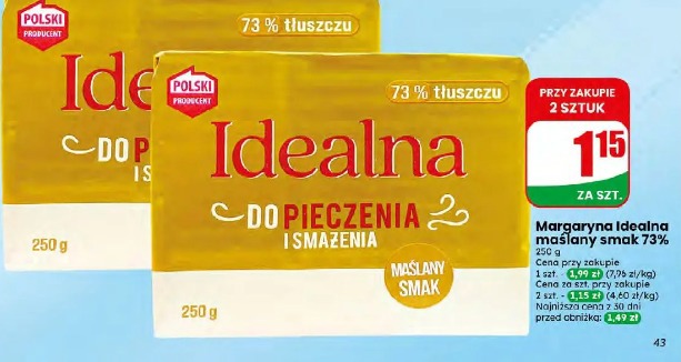 Margaryna Idealna maślany smak 73%