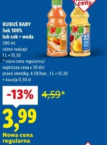 Kubuś Baby Sok 100% lub sok + woda
