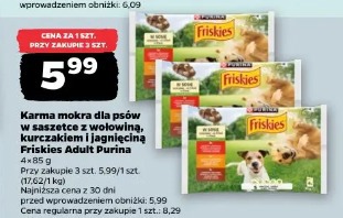 Karma mokra dla psów w saszetce z wołowiną, kurczakiem i jagnięciną Friskies Adult Purina
