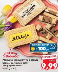 Mazurek klasyczny w polewie białej, żółtej lub toffi