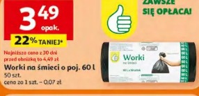 Worki na śmieci o poj. 60 l