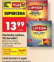Herbata Lipton, 92 torebki: Gold, Earl Grey, English Breakfast