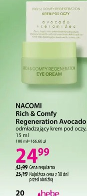 Nacomi Rich & Comfy Regeneration Avocado odmładzający krem pod oczy