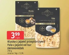 Kluska z jajami przepiórczymi Fala z jajami od kur zielononóżek Kwintesencja Smaku