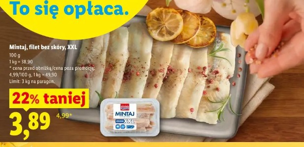 Mintaj, filet bez skóry, XXL