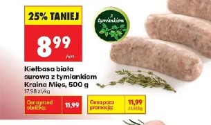Kiełbasa biała surowa z tymiankiem Kraina Mięs